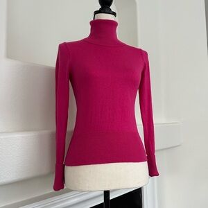 Moda International Fuchsia Pink Silk Cashmere Blend Turtleneck Sweater Size S